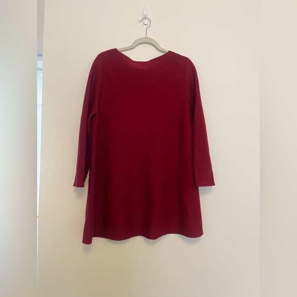 COS Burgundy Wool Straight Mod Dress Large minimalist neutral quiet luxury - Picture 7 of 7